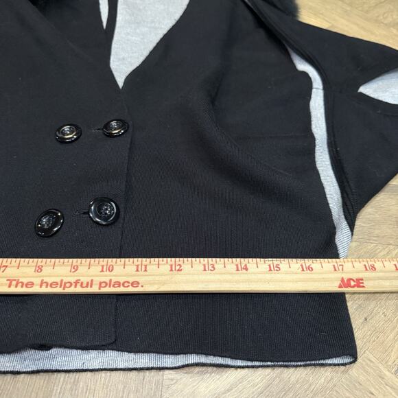 Maude Vivante Button Front Cardigan Sweater Faux Fur Black Women's Size Medium - Picture 8 of 9